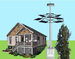 house with solar tower